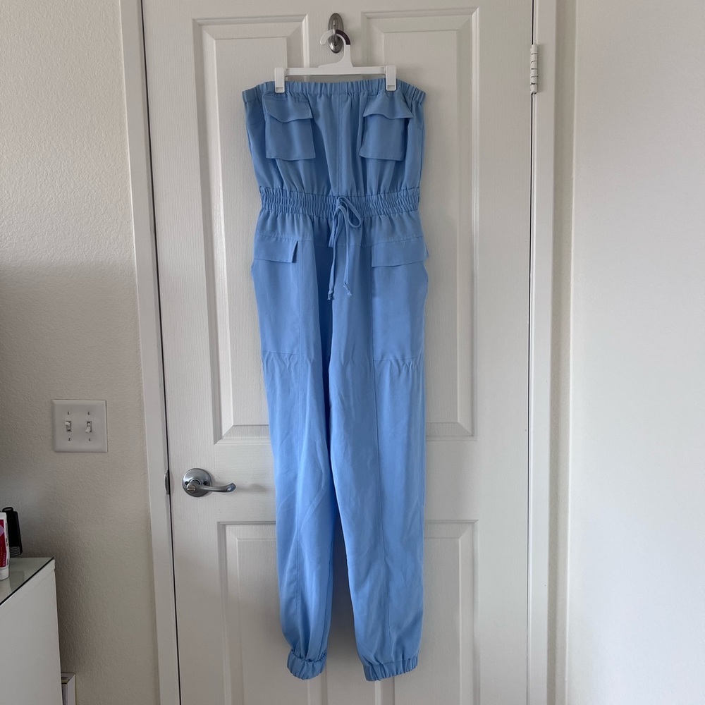 Baby Blue Strapless Jumpsuit 🦋